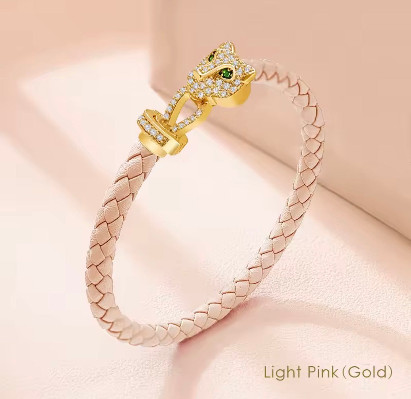 MOONLIGHT Classic Design Exquisite Cheetah Zircon Bracelet for Women Braided Leather Bracelet Quality Banquet Couples Gift