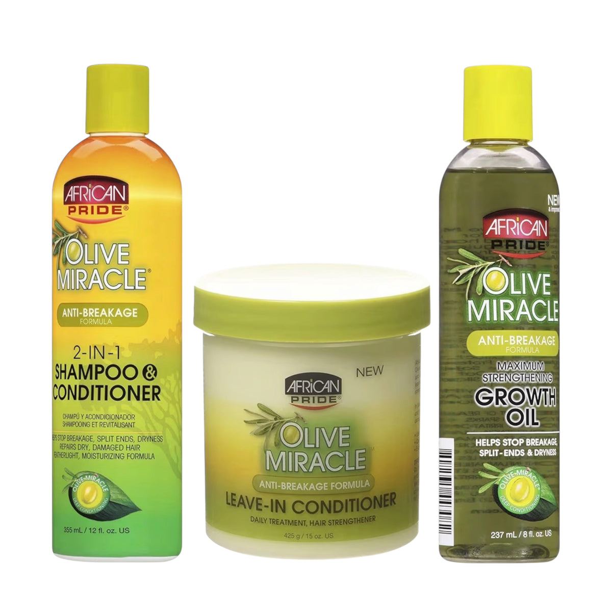 African Pride Olive Miracle Anti-Breakage Trio Set | Shampoo, Conditioner & Hair Oil