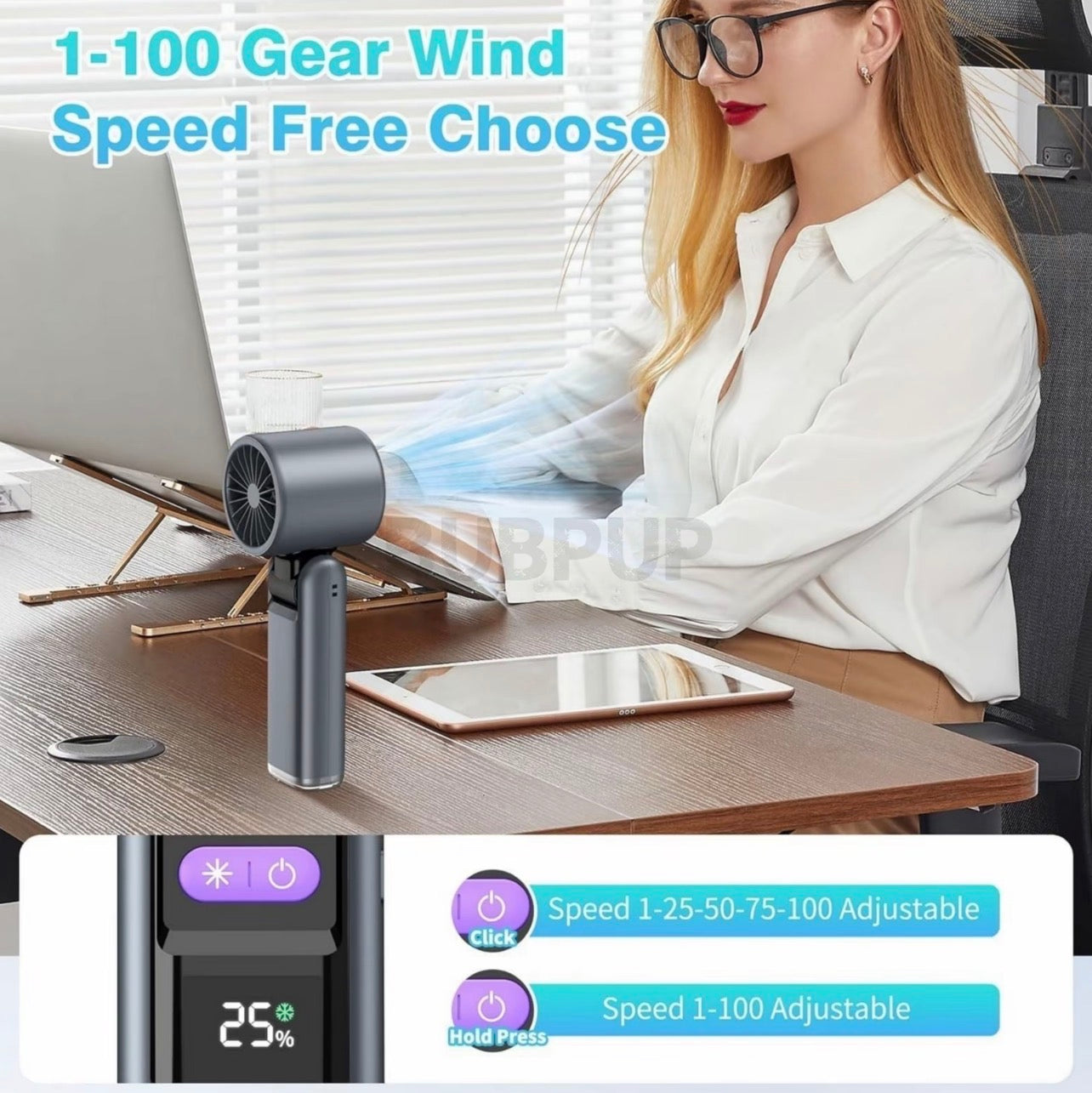 Portable Handheld Turbo Fan 4000mAh Rechargeable Mini Cooling Fan