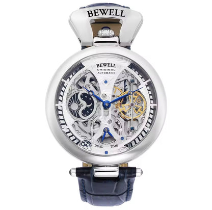High-End Waterproof Automatic Mechanical Watch with Genuine Leather Strap And Stainless Steel Transparent Back Cover