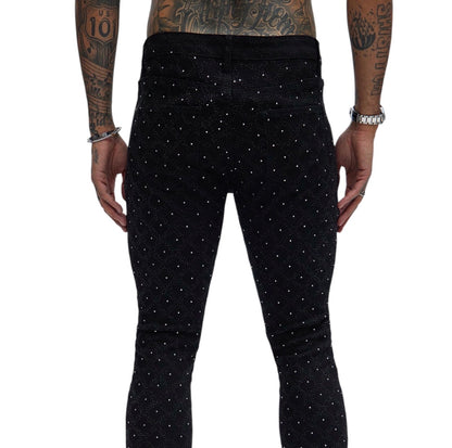 Be Jeweled Stacked Skinny Flare Jeans Black