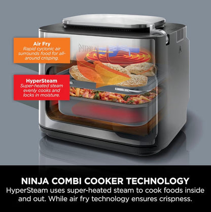 Combi 12-In-1 Multi-Cooker, Oven & Air Fryer, 12 Cooking Functions, Make 15 Minute* Family-Size Meals, Includes Bake Tray, Pan, & Recipe Guide, Grey, SFP700UK