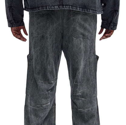 Overdyed Utility Baggy Cargo Pants Grey