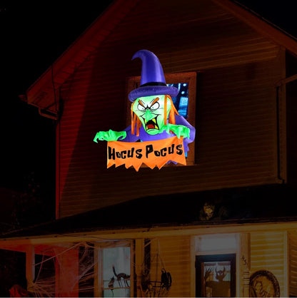 Warmiehomy 3FT Halloween Inflatable Scary Witch Window Decoration