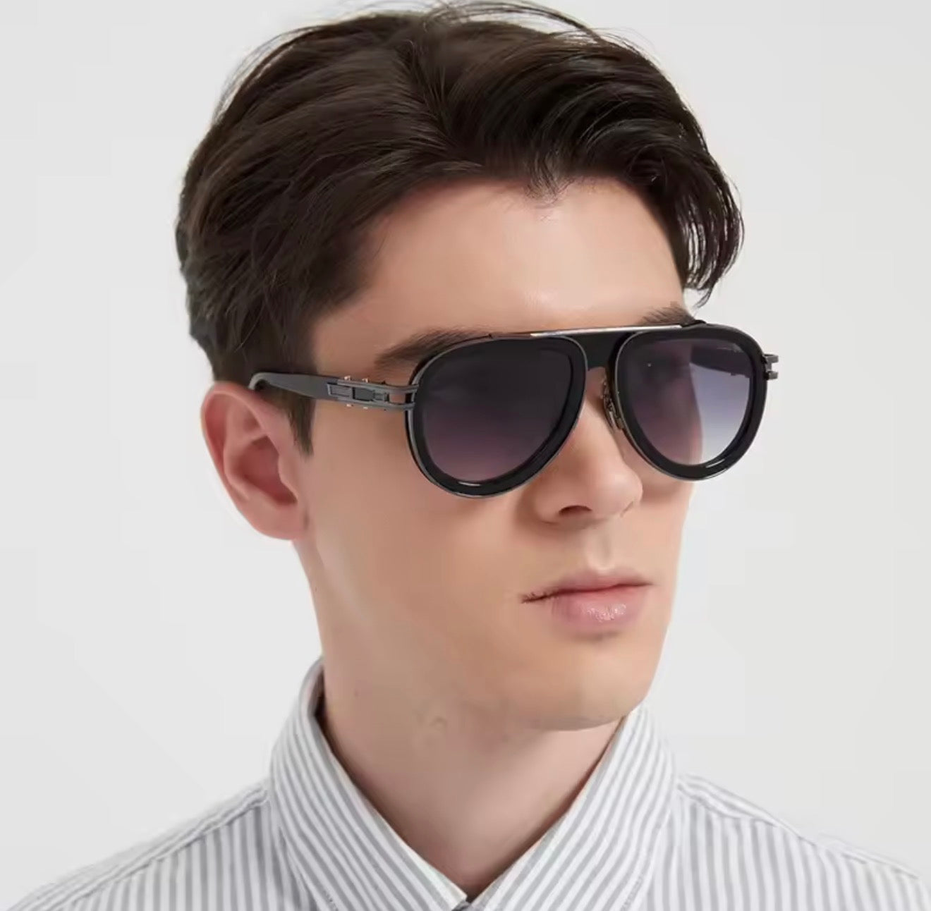 Ins 403B America High Street Designer Brand Sunglasses Oval Gradient Handmade Alloy Hinge Punk Style Uv400 Eyeglasses with Case