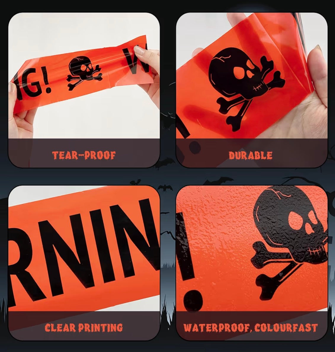 Jsdoin 30m Halloween Caution Tape | Yellow Hazard Decor