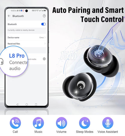 Wireless Earbuds Bluetooth 5.4 Smart Touch Screen 48H Playtime IPX7