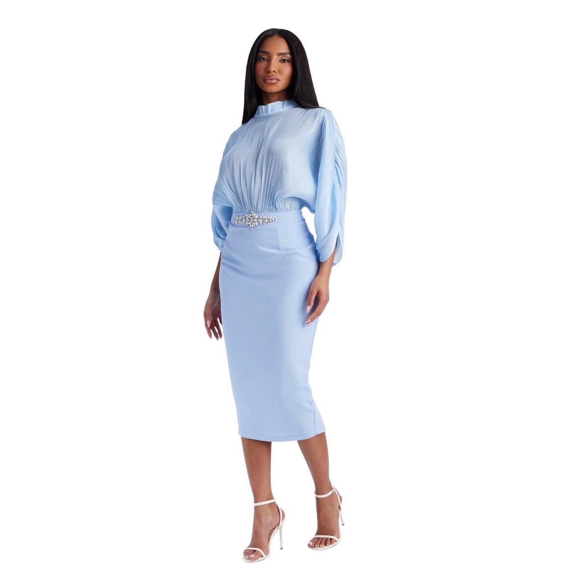 Chelsea Long Sleeve Midi Dress Blue