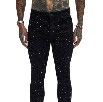 Be Jeweled Stacked Skinny Flare Jeans Black