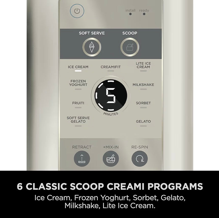 CREAMi Scoop and Swirl Ice Cream Machine with 2x Tubs, 13 Functions, Makes Ice Cream, Soft Serve, Gelato, Sorbet, Milkshakes and More, Mix-In Option, Stone Gold, NC701UKSTGD