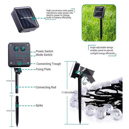 Solar Garden String Lights 100 LED Crystal Ball Fairy Lights 17m