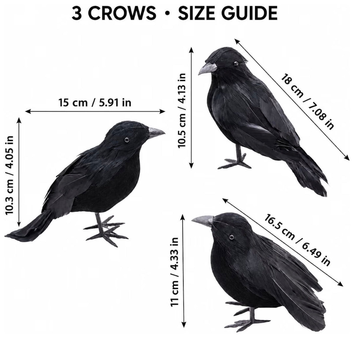 3-Pack Black Crow Halloween Decorations | Minja Superstore