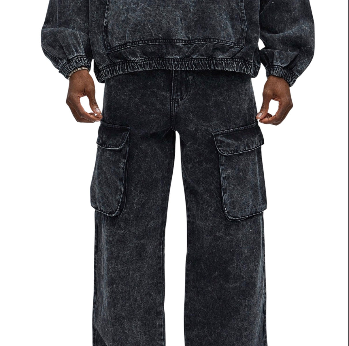 Baggy Clover Cargo Jeans Black
