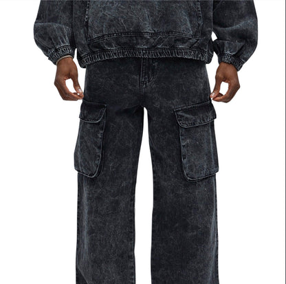 Baggy Clover Cargo Jeans Black