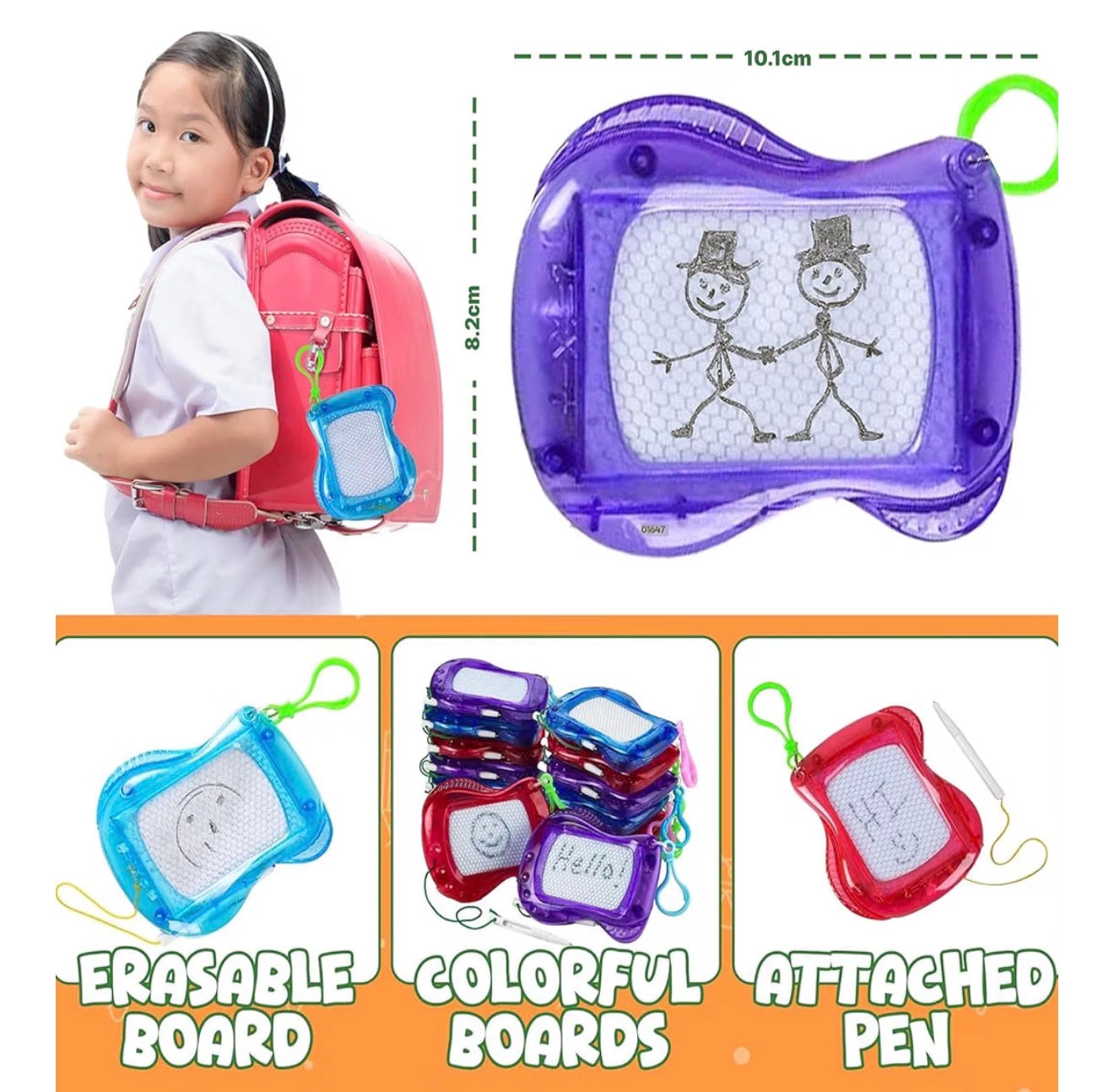 12 Pack Mini Magnetic Drawing Boards for Kids with Keychain Clips