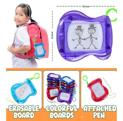 12 Pack Mini Magnetic Drawing Boards for Kids with Keychain Clips