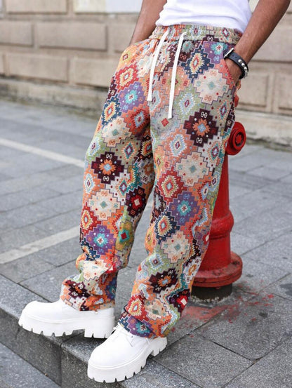 Manfinity Roghcode Men’s Retro Floral Wide Leg Pants