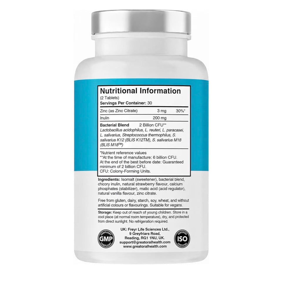 Oral Probiotics for Bad Breath Adults 7 Strain 60 Tablets Strawberry Vanilla