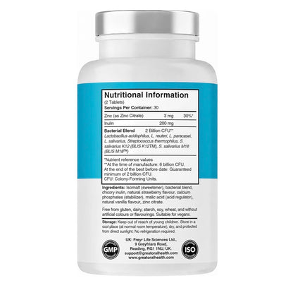 Oral Probiotics for Bad Breath Adults 7 Strain 60 Tablets Strawberry Vanilla
