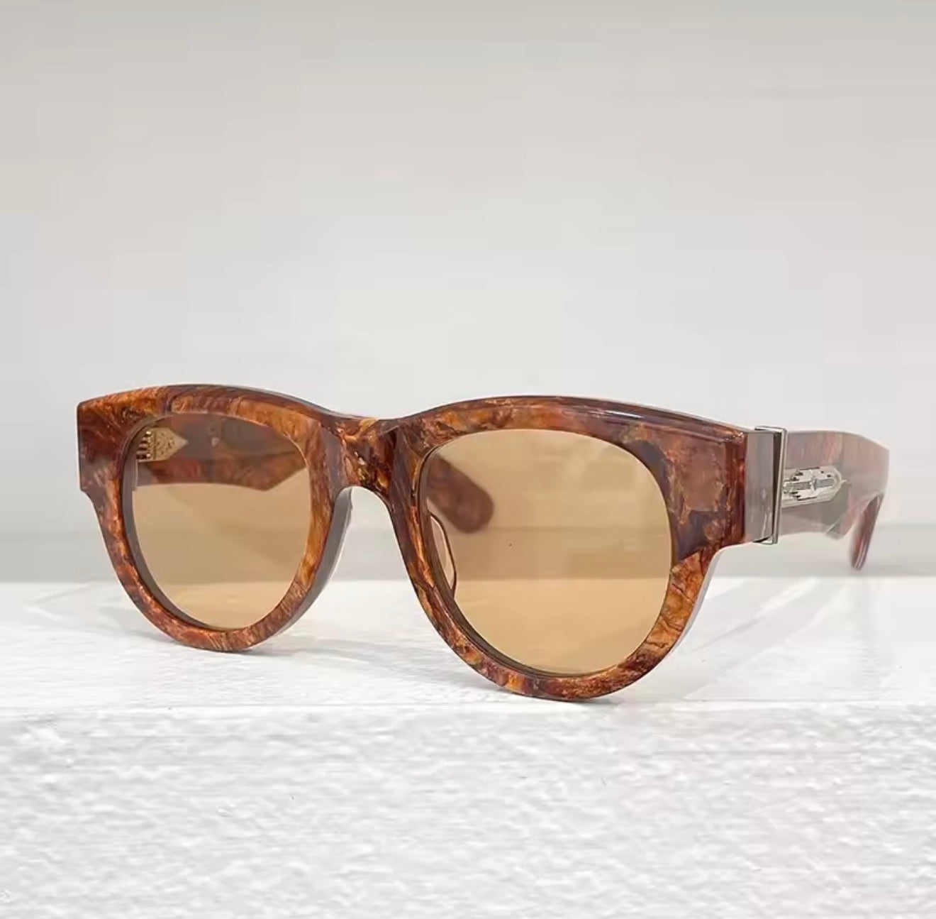 JMM ROLLINGSUN Thick Italy Acetate Sunglasses Handmade Japan Style Designer Brand Uv400 Round High Quality Eyeglasses with Case