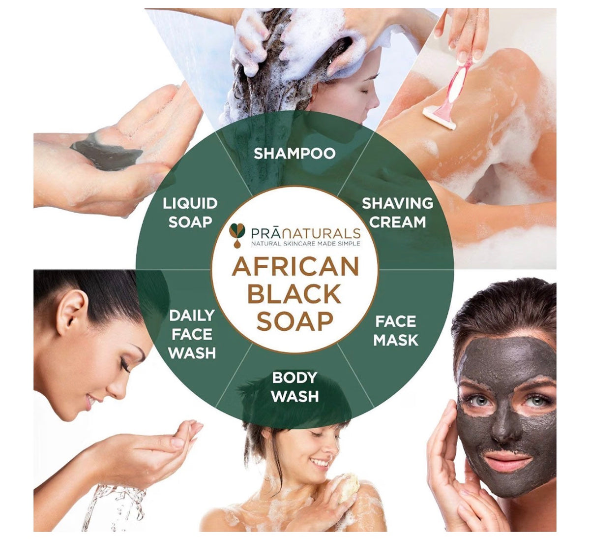 PraNaturals African Black Soap 200g | Organic Raw Ghana Soap
