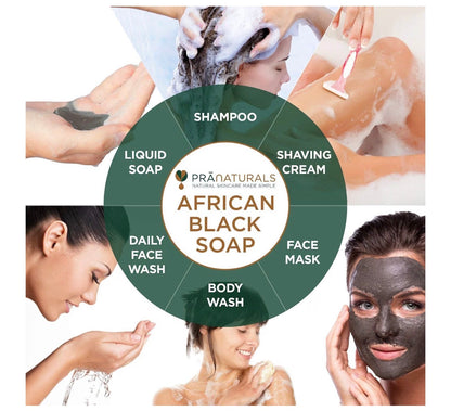 PraNaturals African Black Soap 200g | Organic Raw Ghana Soap
