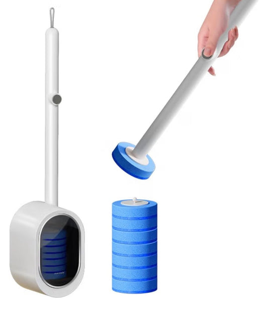 Disposable Toilet Brush with 8 Refills and Wall Holder