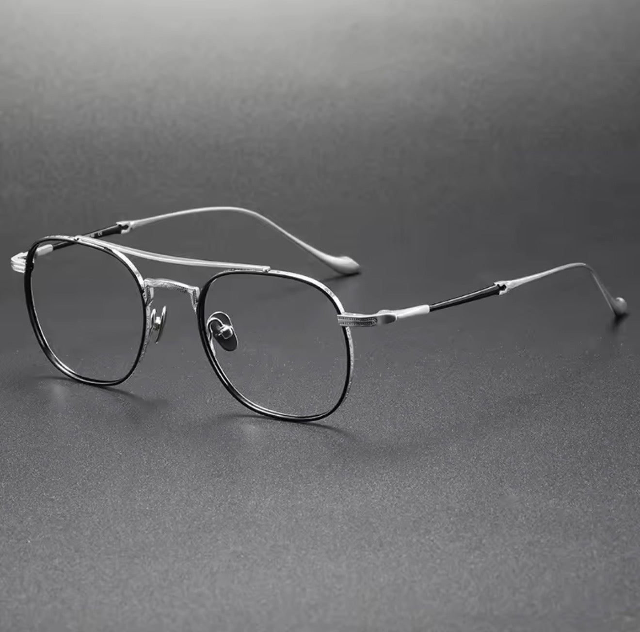 New Modern Trendy Mens Double Bridge Glasses Titanium Spectacle Frames for Women Designer Eyeglasses