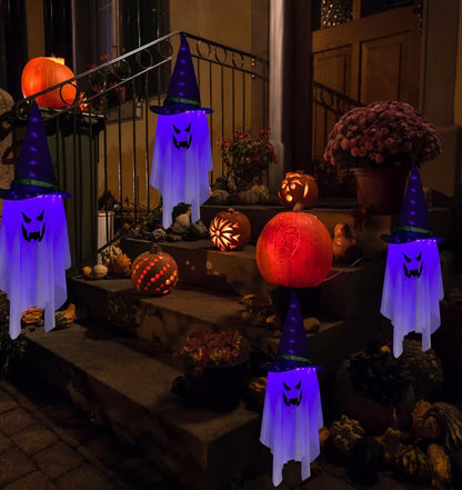 Jsdoin Light-Up Hanging Halloween Ghost | Grim Reaper Skull Decoration