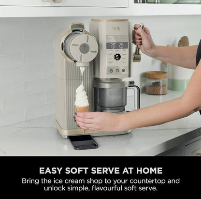 CREAMi Scoop and Swirl Ice Cream Machine with 2x Tubs, 13 Functions, Makes Ice Cream, Soft Serve, Gelato, Sorbet, Milkshakes and More, Mix-In Option, Stone Gold, NC701UKSTGD