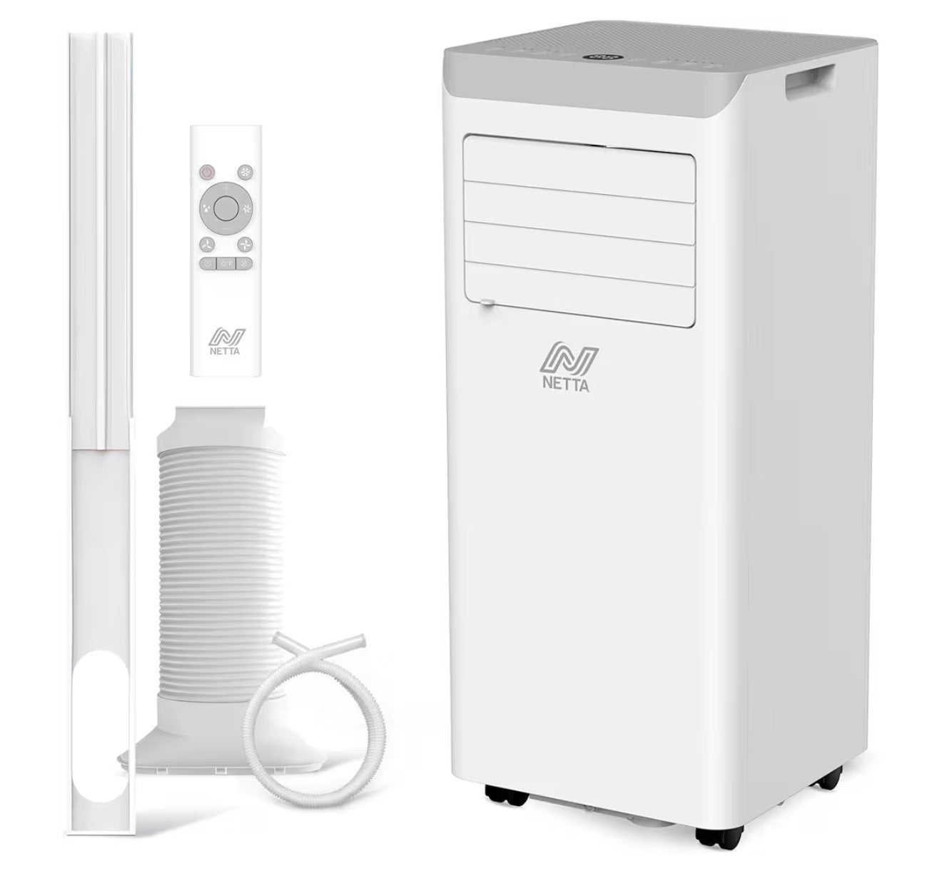 NETTA Portable Air Conditioner 7000 BTU - 3 in 1 Air Conditioning Unit with Dehumidifier & Cooling Fan - 24H Timer, Remote & LED Touch Control - Portable Conditioner for Bedroom, Home & Office - White