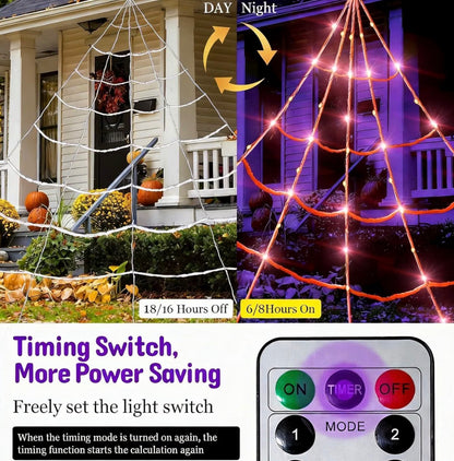 Giant Halloween Spider 6.7ft with 250 LED Lights & Large Web | Minja Superstore