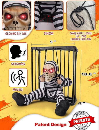Screaming Animated Halloween Skeleton Ghost with Infrared Sensor | Minja Superstore