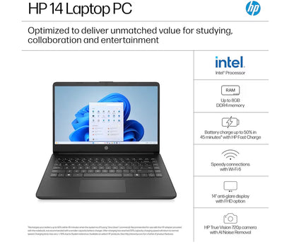 HP 14-inch Laptop Celeron N4500 4GB 64GB Windows 11 Microsoft 365