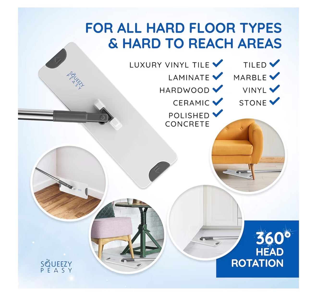 SqueezyPeasy Premium Flat Mop & Bucket Set