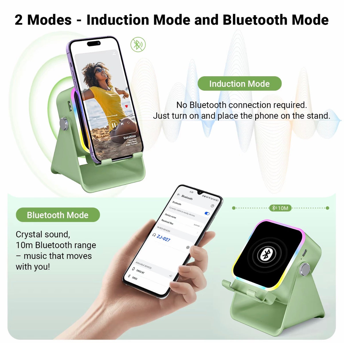 VOMA 5 in 1 Wireless Charger Speaker Stand 3500mAh RGB Adjustable