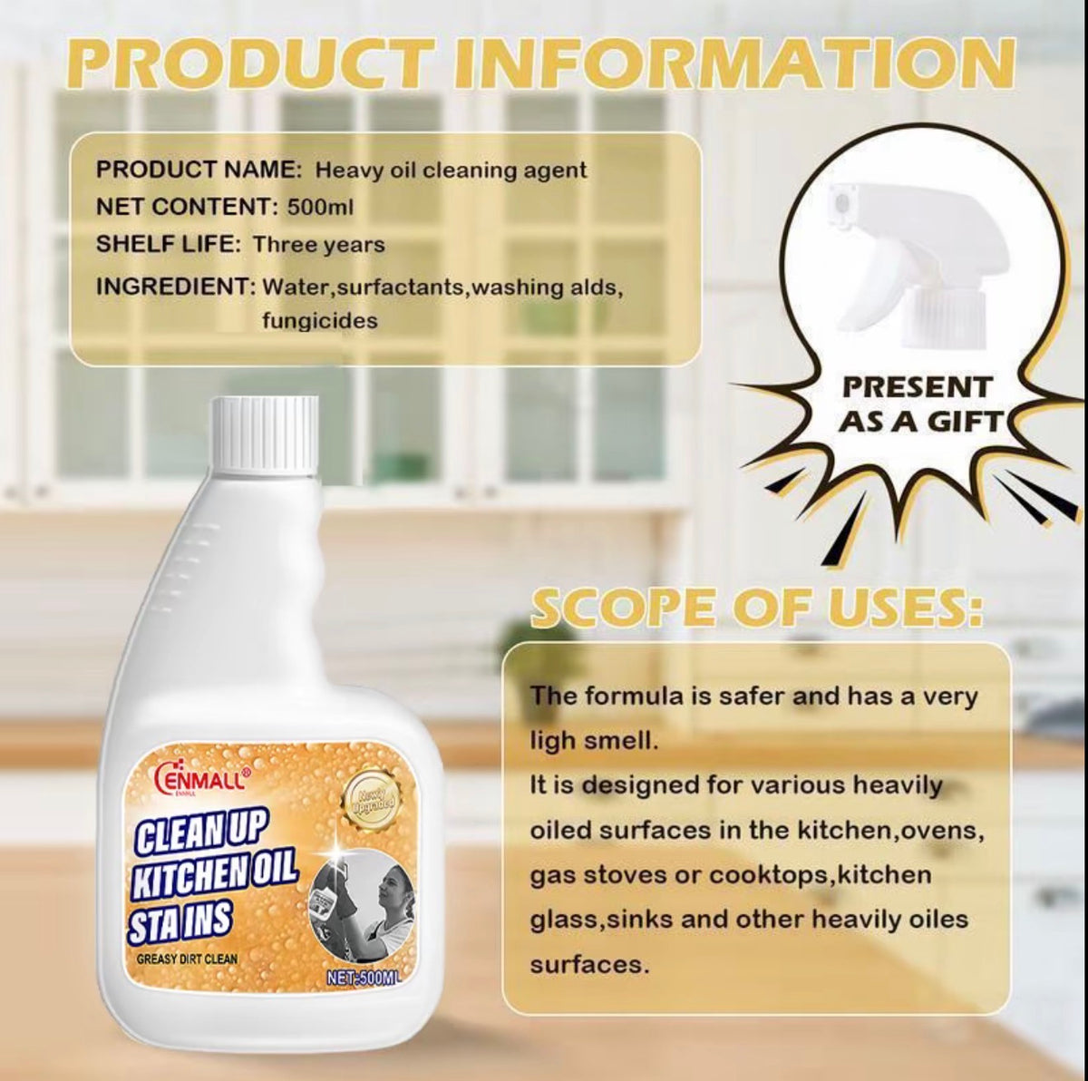 ENMALL Grease Rescue Heavy-Duty Kitchen Degreaser | Hob & Oven Cleaner