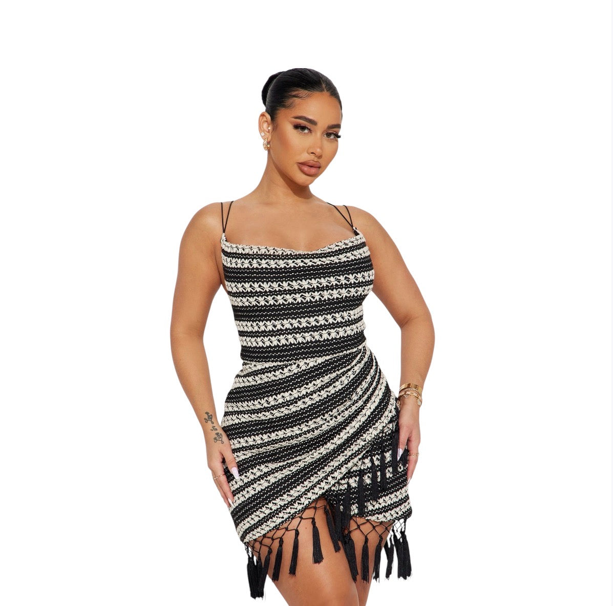 Bali Mami Crochet Mini Dress Black Combo