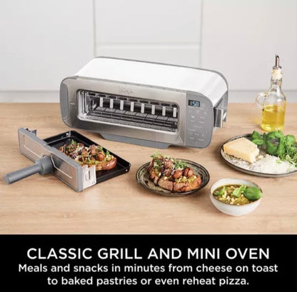 Foodi 3-in-1 Toaster, Grill and Panini Press with Flip Design, 7 Cooking Functions, 7 Toast Shades, Includes Panini Press, Bake Tray and Crumb Tray, Stainless Steel, ST202UK
