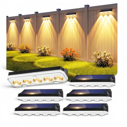 Solar Fence Lights Outdoor 6 Pack RGB Warm White Cool White IP65 Waterproof
