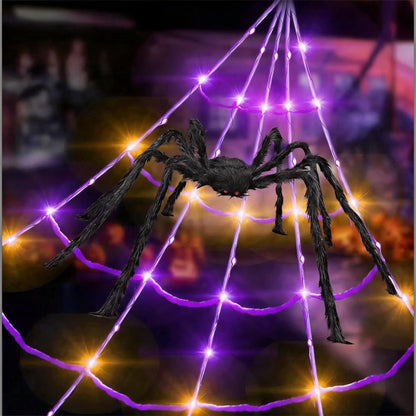Giant Halloween Spider 6.7ft with 250 LED Lights & Large Web | Minja Superstore