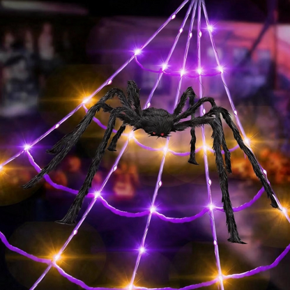 Giant Halloween Spider 6.7ft with 250 LED Lights & Large Web | Minja Superstore