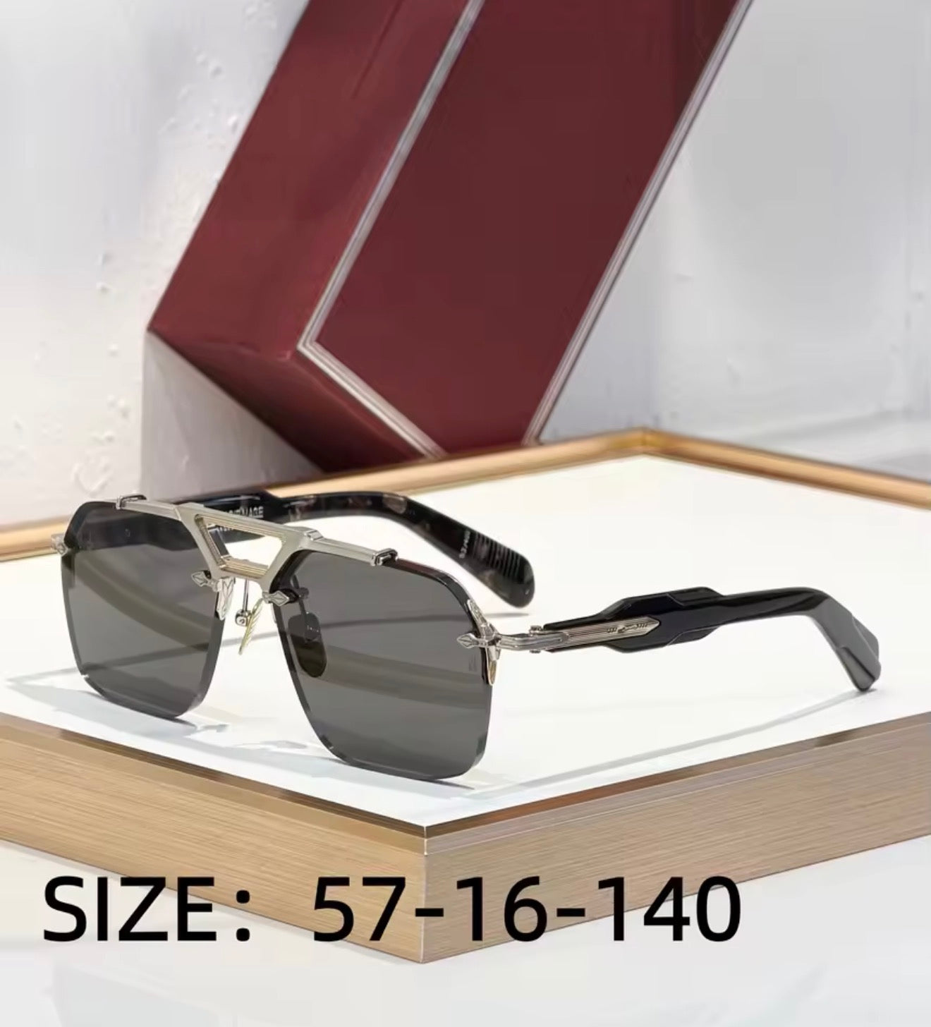 Square Sunglasses Double Titanium Frame Refined Business Style High Quality UV400 Unisex Gift