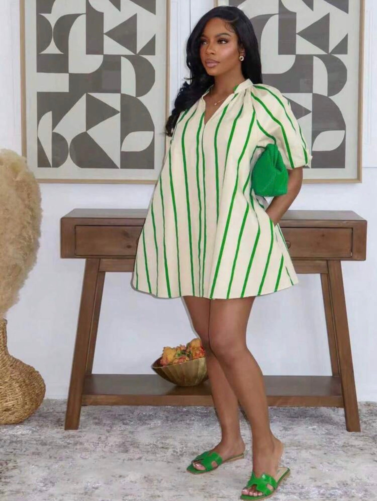 Women’s Striped Short Sleeve Pocket Casual Summer Dress