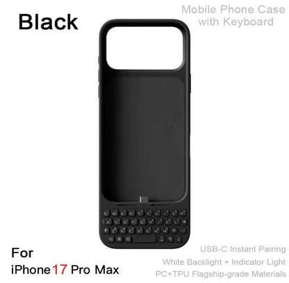 MetaKey Mobile Phone Case With Keyboard PU TPU with Magnetic Support 37 Keys Mini Phone Keyboard For iPhone 16Pro Max 17 Pro Max
