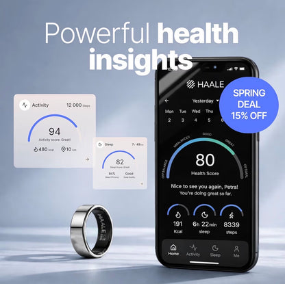 Haale Smart Ring Stainless Steel Fitness Tracker Android iOS