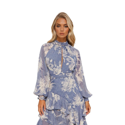 Sofia Chiffon Maxi Dress Blue Combo