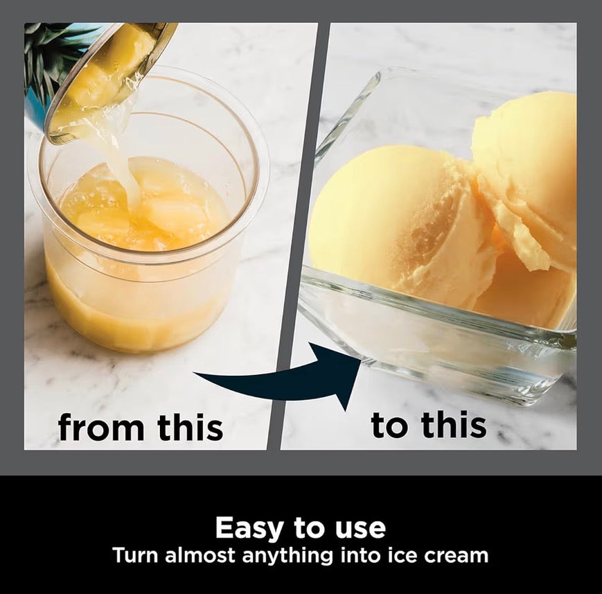CREAMi Ice Cream Maker & Frozen Dessert Maker with 3 Tubs, 7 Programs, Makes Ice Cream, Gelato, Sorbet, Smoothie Bowl, Milkshakes and more, Black/Silver, Makes 1.4L of Ice Cream, NC300UK