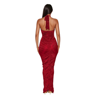 My Moment Pleated Maxi Dress Dark Red