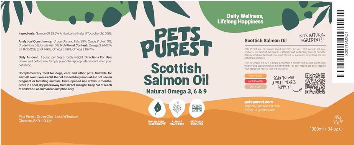 Pets Purest Scottish Salmon Oil 1000ml